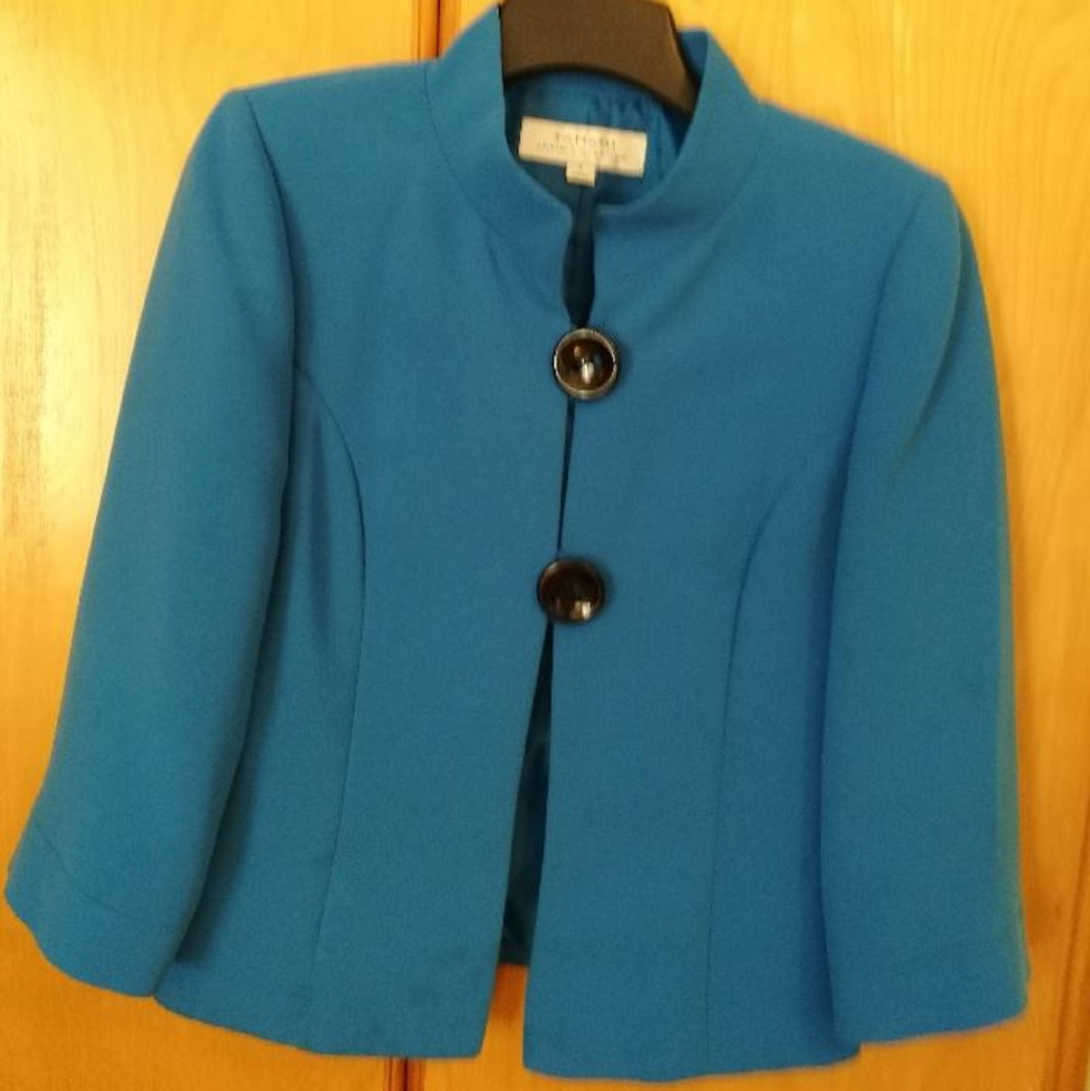 Tahari Arthur S Levine Teal Blazer 8